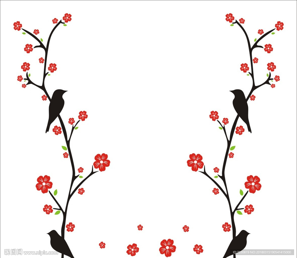 小鸟移门图案 墙贴画