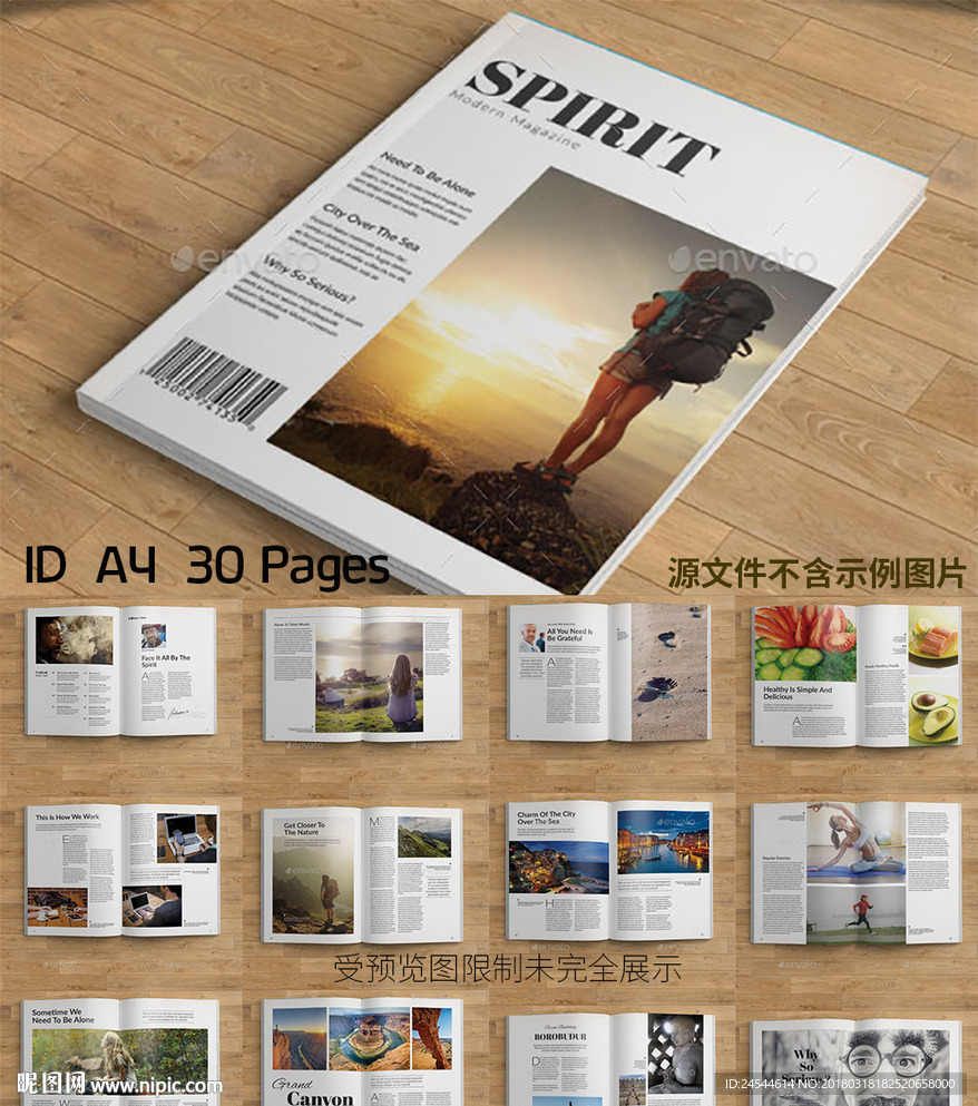 欧美旅行杂志画册ID模板设计