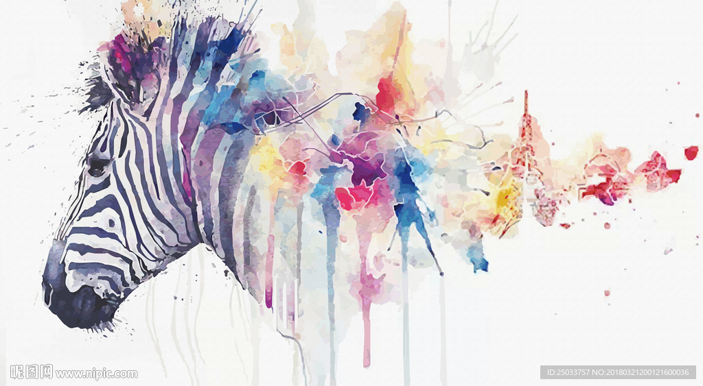 创意斑马色彩美式简约背景底