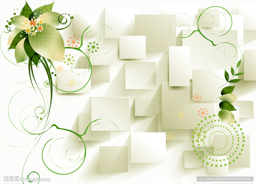 3D梦幻叶子花朵