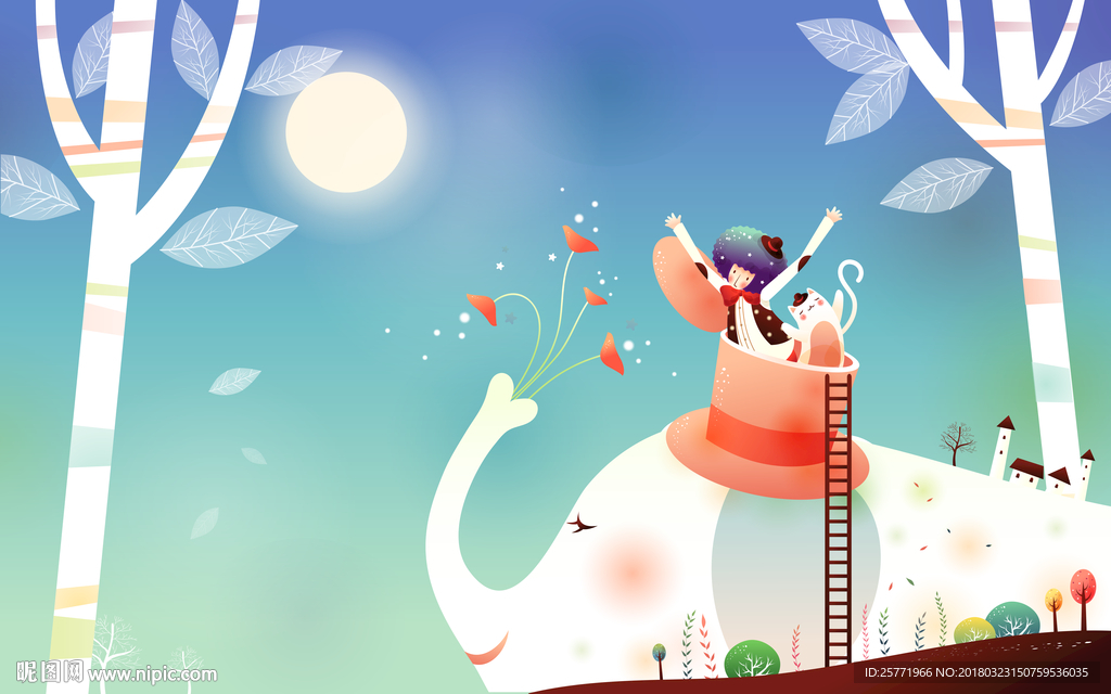 卡通儿童主题房壁画装饰画