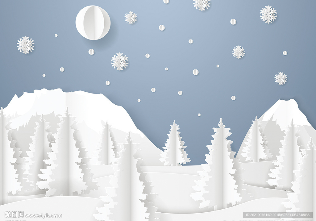 冬季森林立体剪纸背景墙