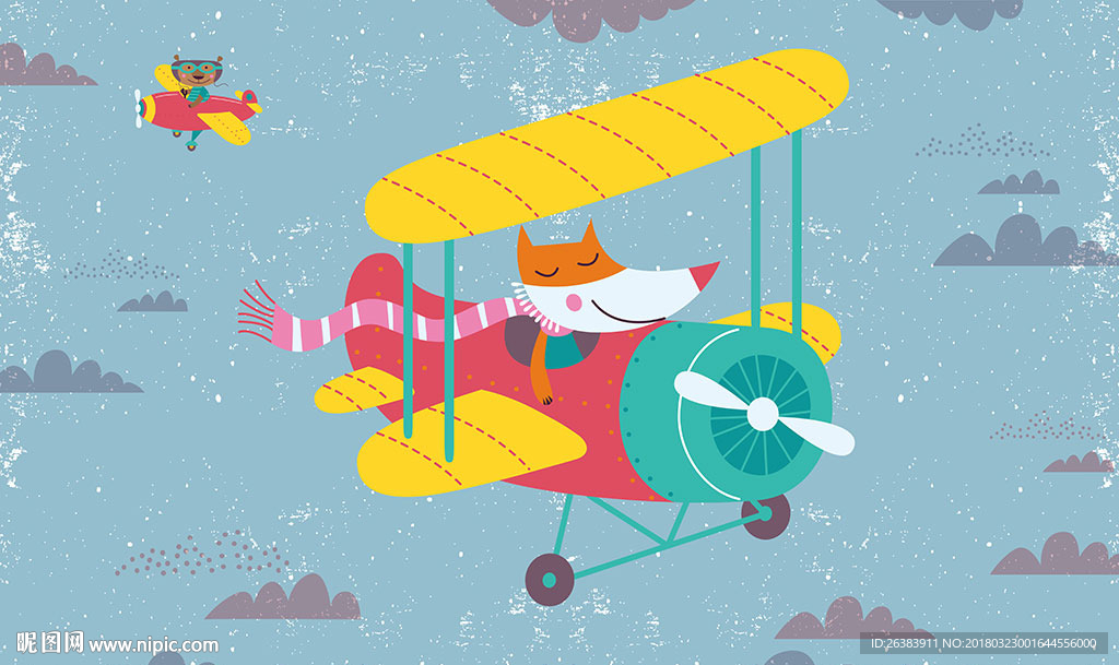 飞机卡通背景墙