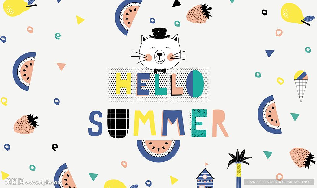 夏季卡通背景墙