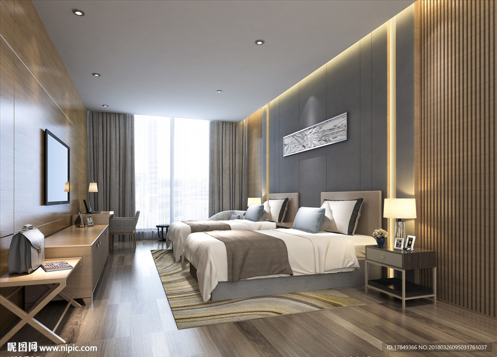 酒店客房标间     双人间