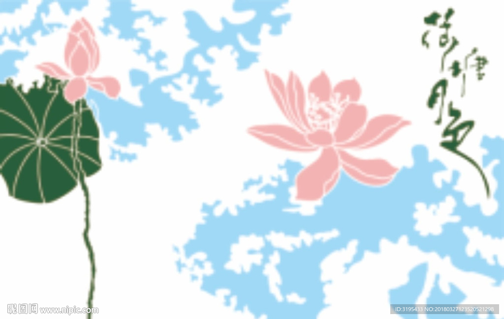 硅藻泥图案  荷塘月色