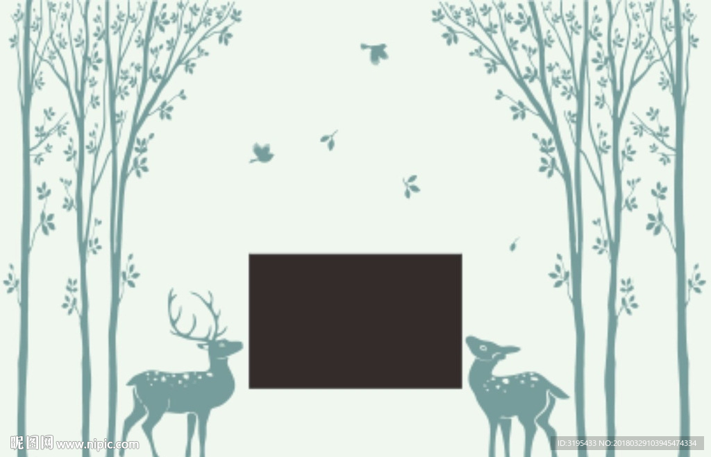 硅藻泥图案   树林小鹿