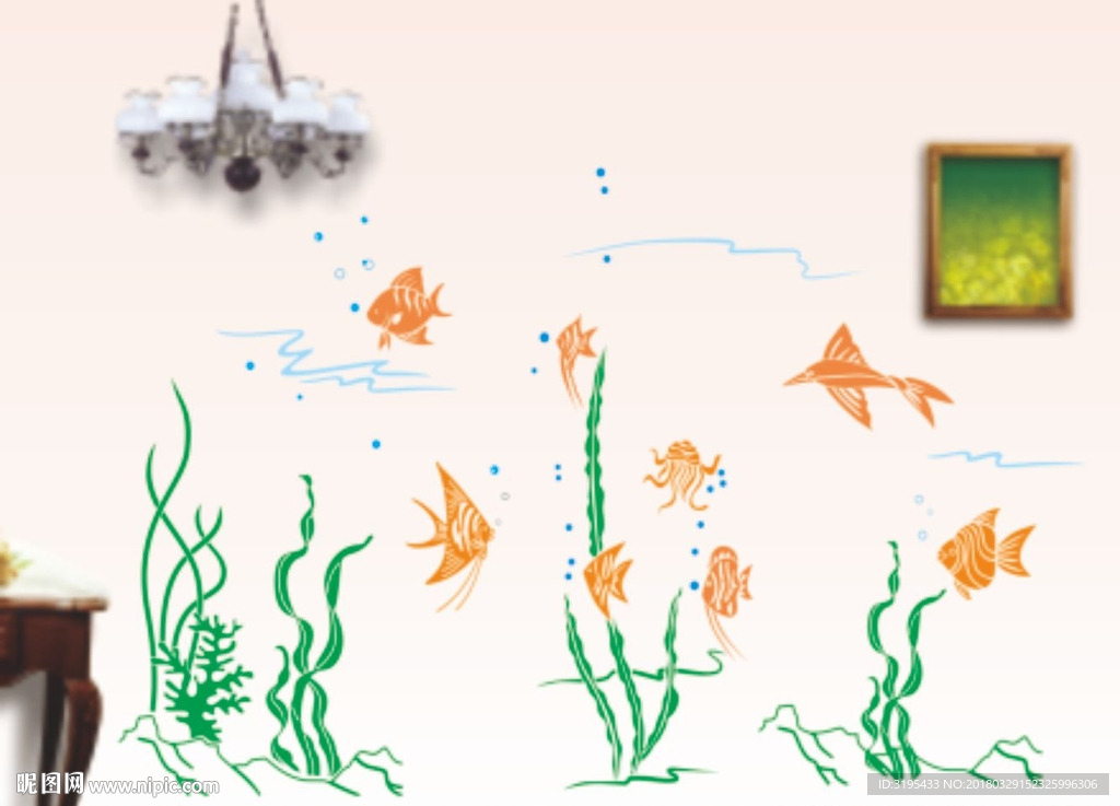 硅藻泥图案  儿童房 海底世界