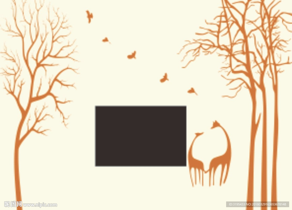 硅藻泥图案  树林鹿