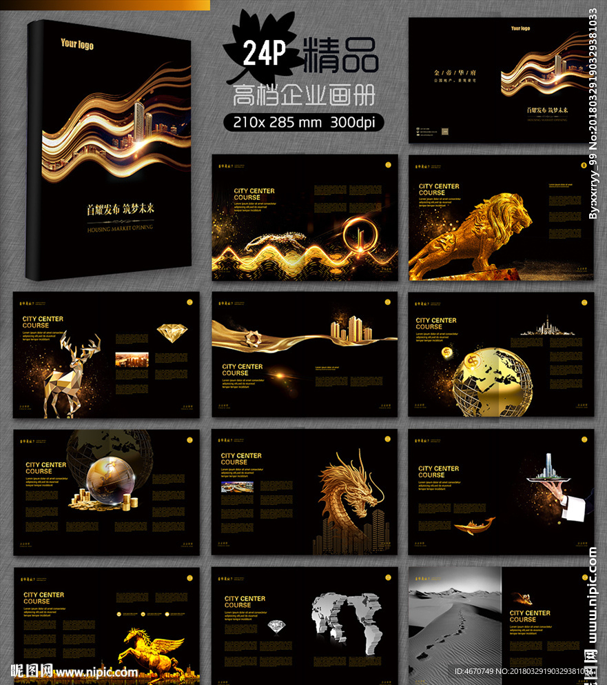 高档黑金豪华房地产企业画册