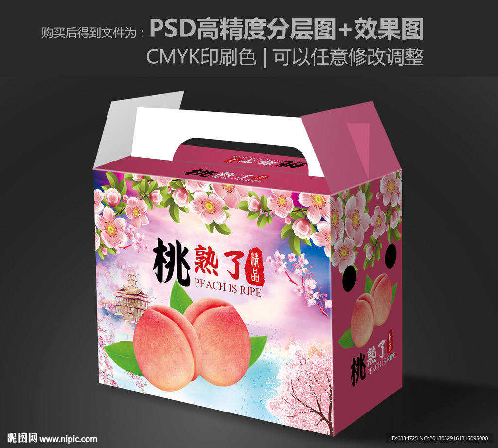 水蜜桃包装 桃包装 展开图