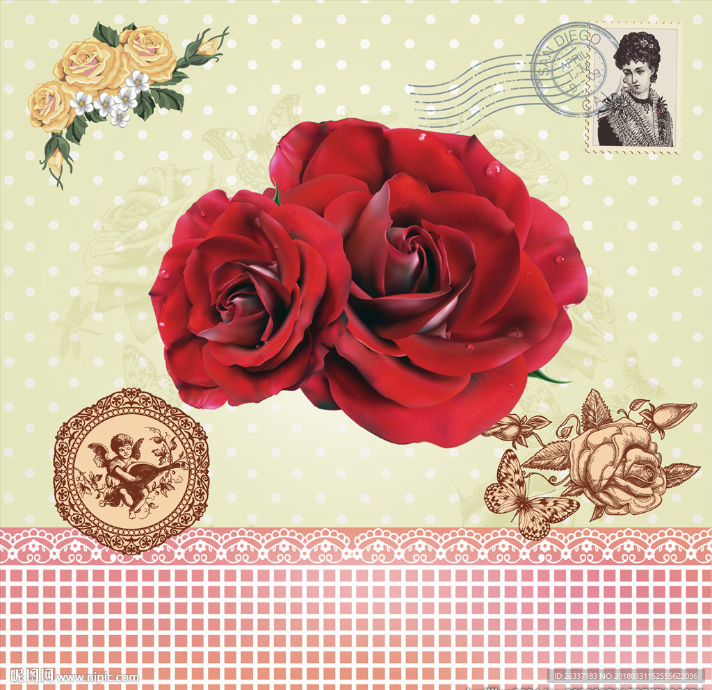 复古红玫瑰