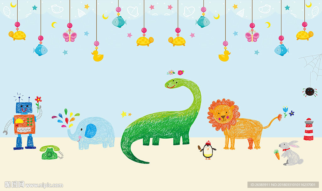 时尚卡通背景墙