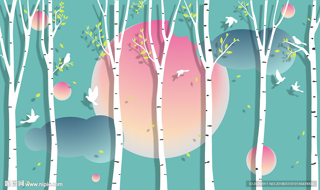 时尚树林北欧背景墙