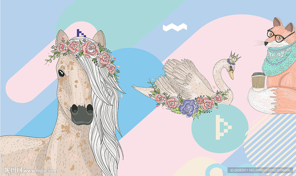 时尚卡通背景墙