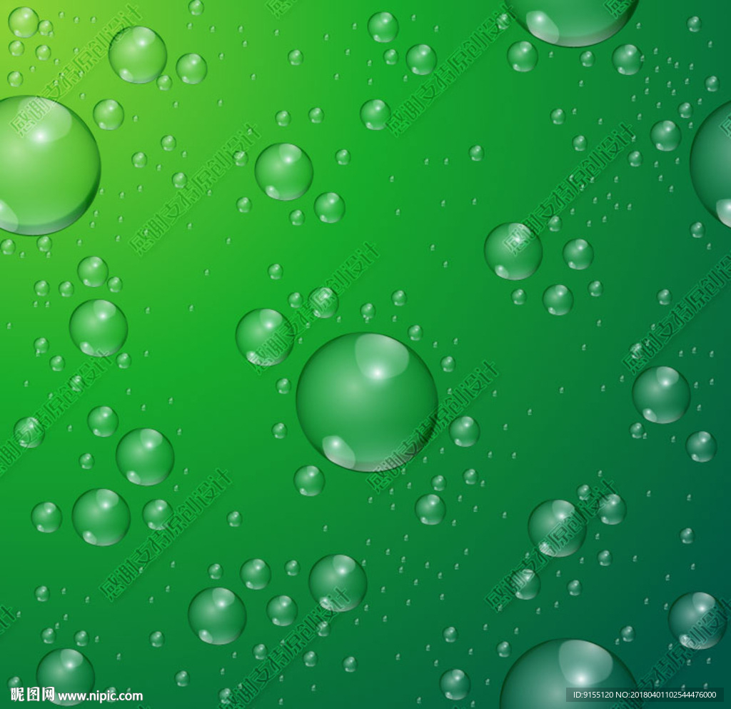 深绿色背景水滴