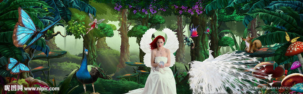 宽幅奇幻森林天使写真