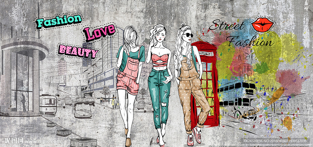 时尚女装装饰画背景墙