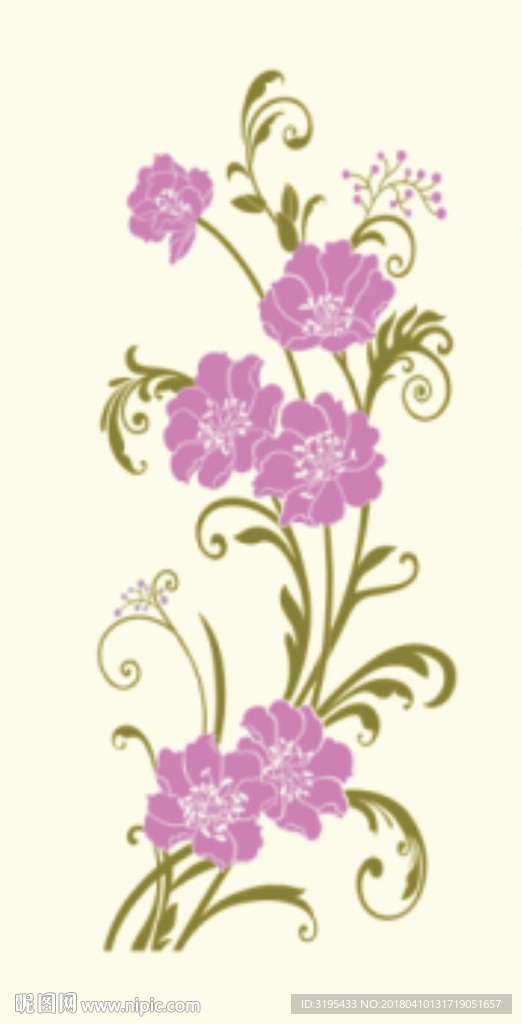 中式玄关牡丹 硅藻泥图案