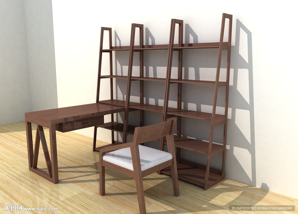 3D书架电脑桌组合