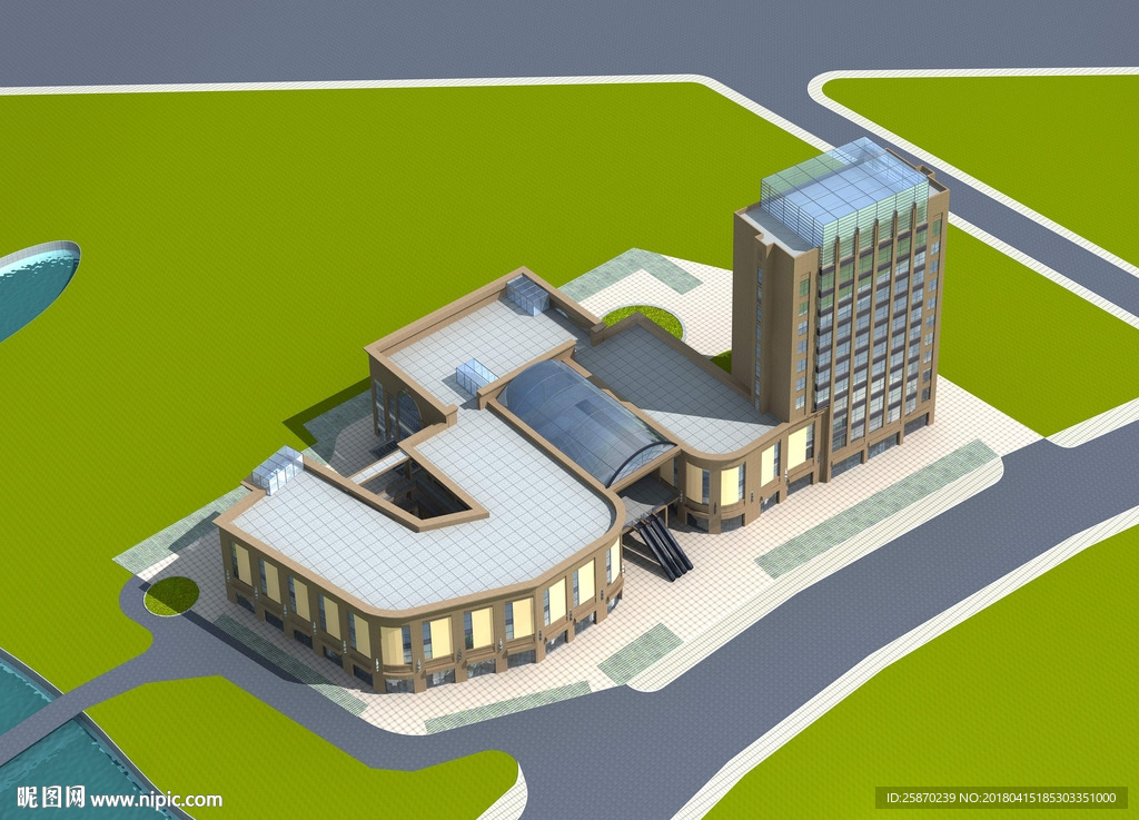 3D办公楼市场模型