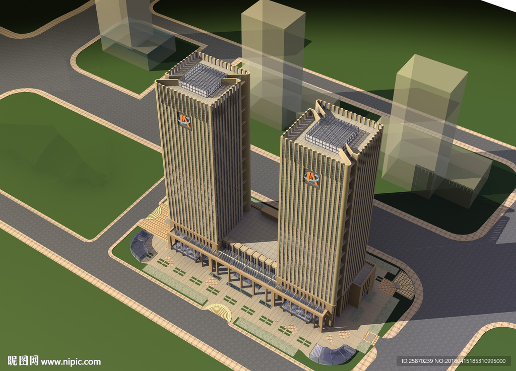 3D公建鸟瞰模型