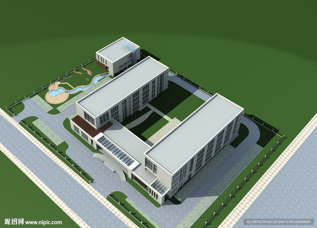 3D办公楼鸟瞰模型