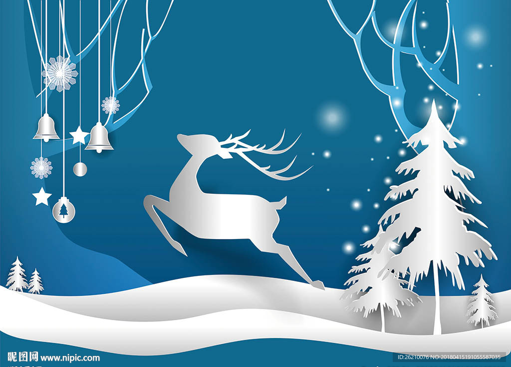 麋鹿森林北欧剪纸背景墙