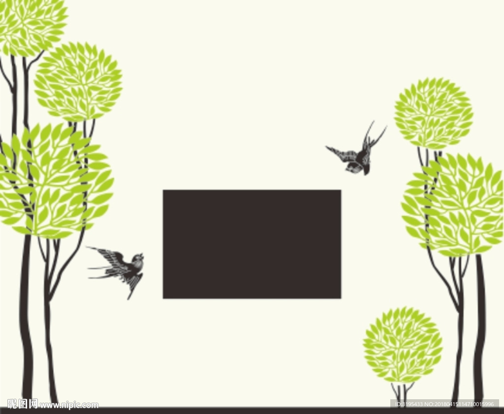 小树 叶子 树枝.硅藻泥图案