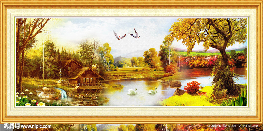 大型高清西方森林油画装饰画