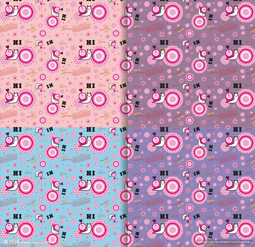 蜗牛 矢量 无缝印花