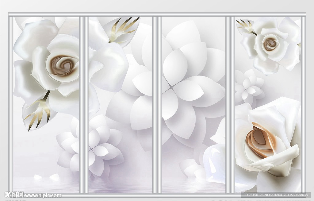 小清新浮雕花卉玫瑰移门