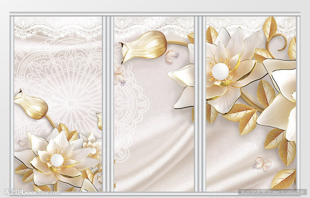 现代简约花朵奢华移门