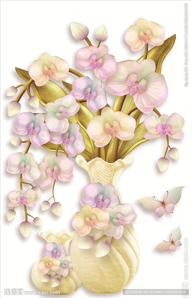 花瓶 蝴蝶花 抽象花 艺术玻璃