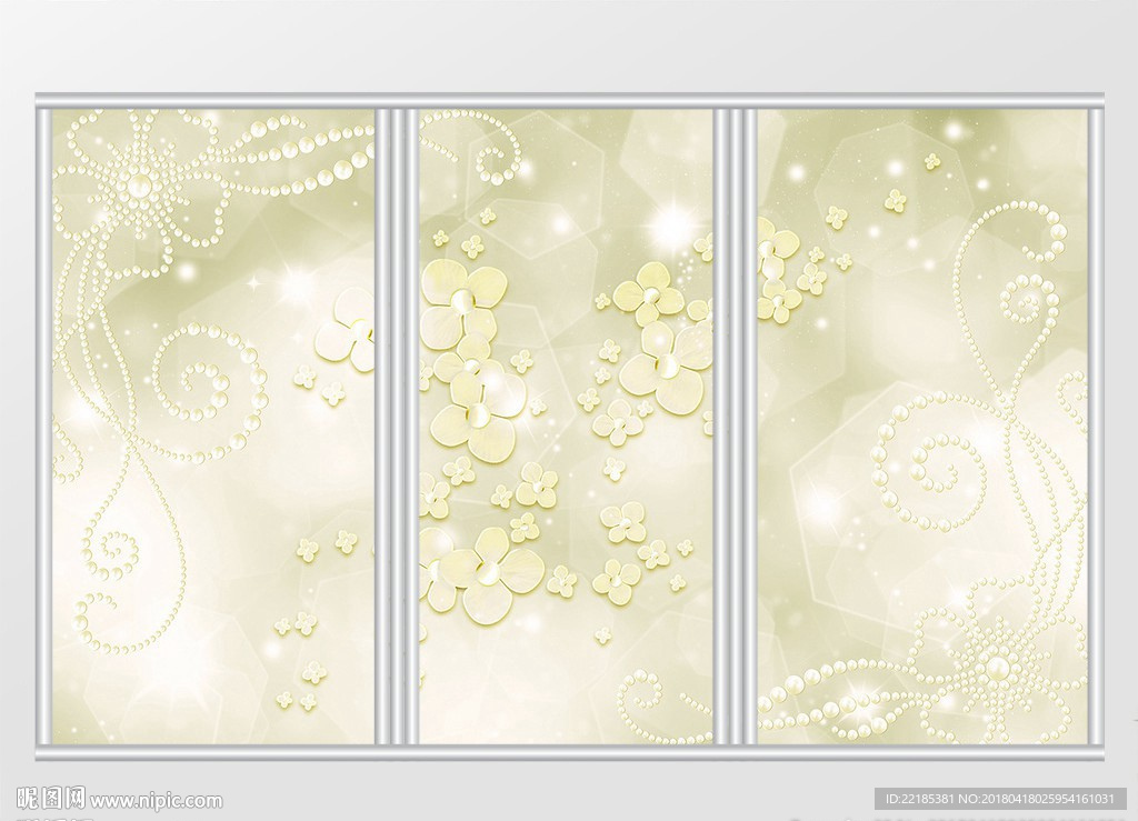 珠宝花朵珍珠花边移门