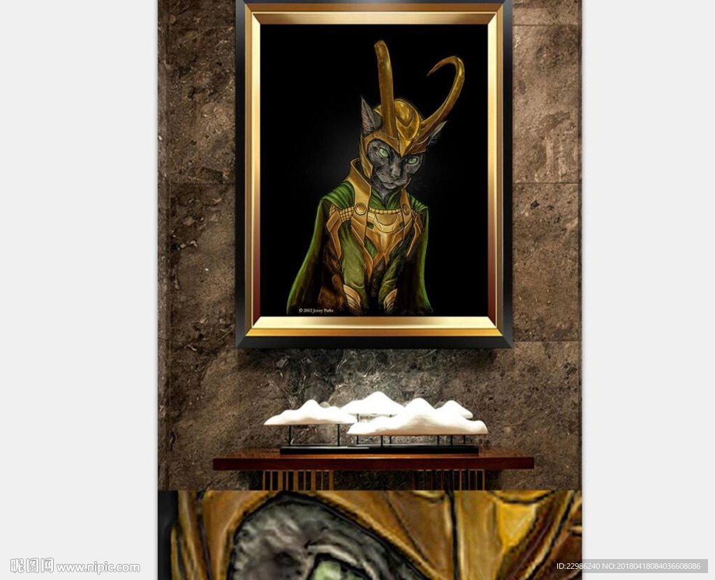 手绘猫侠插画装饰画卡通画无框画