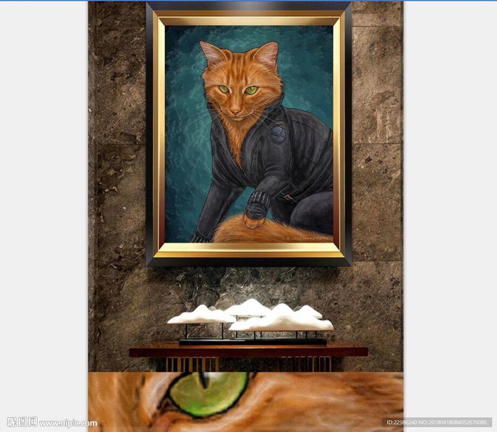 手绘猫侠插画装饰画卡通画无框画