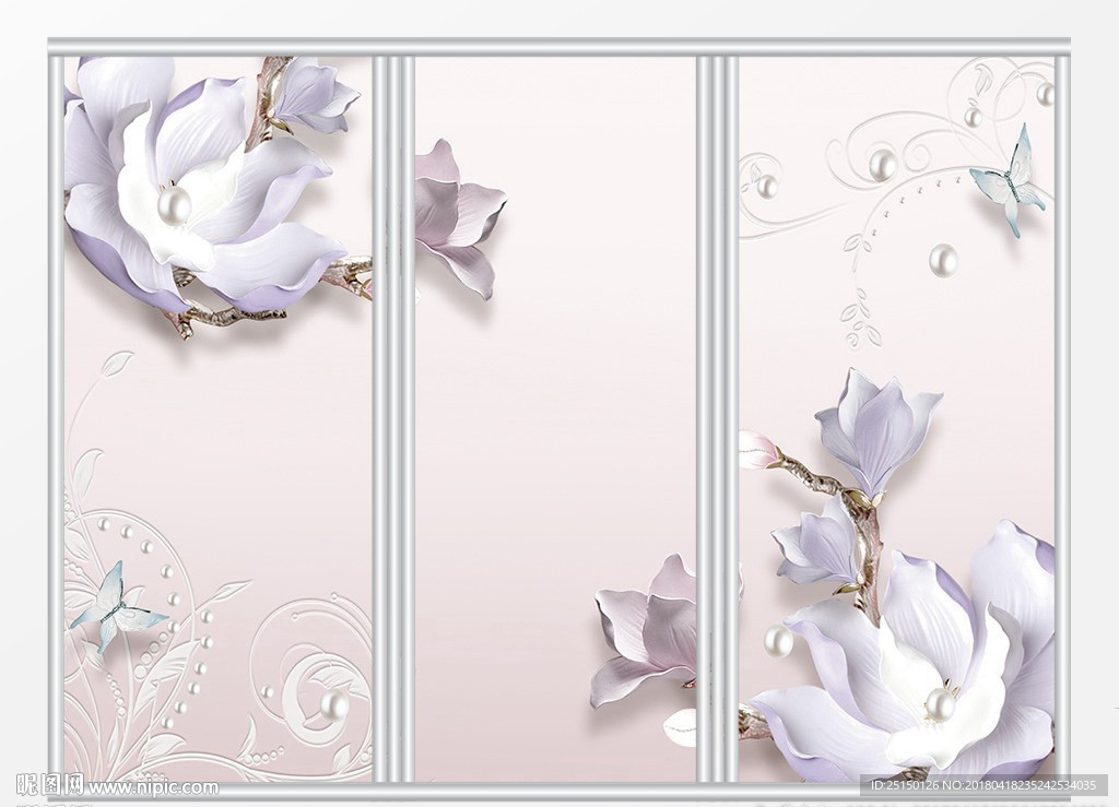 珠宝浮雕花卉移门