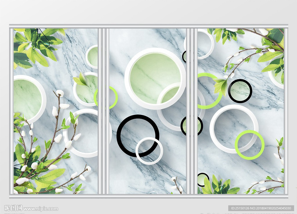 立体3D圆圈简约移门