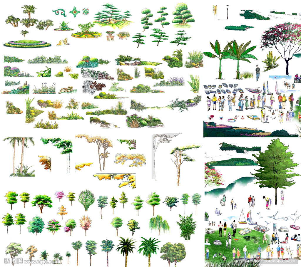 水彩手绘树木图片