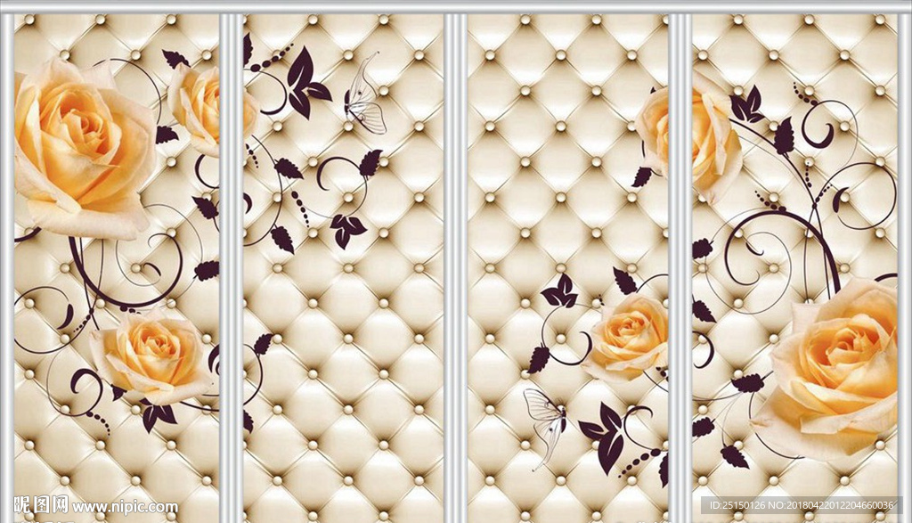 浪漫黄色玫瑰花移门