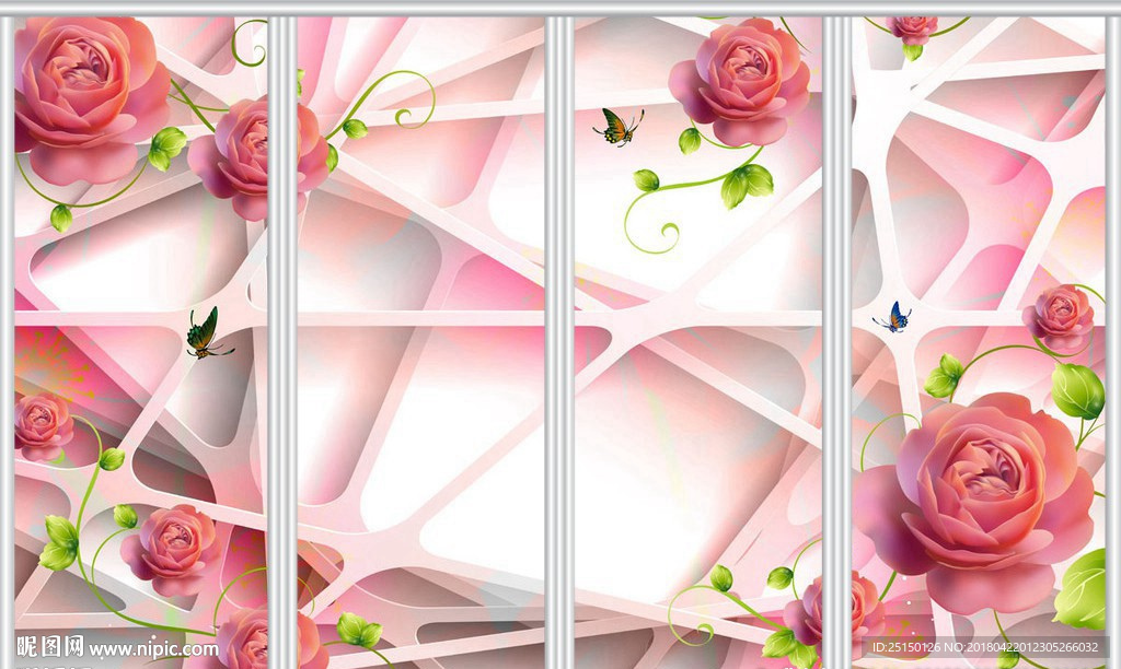 浪漫玫瑰花移门