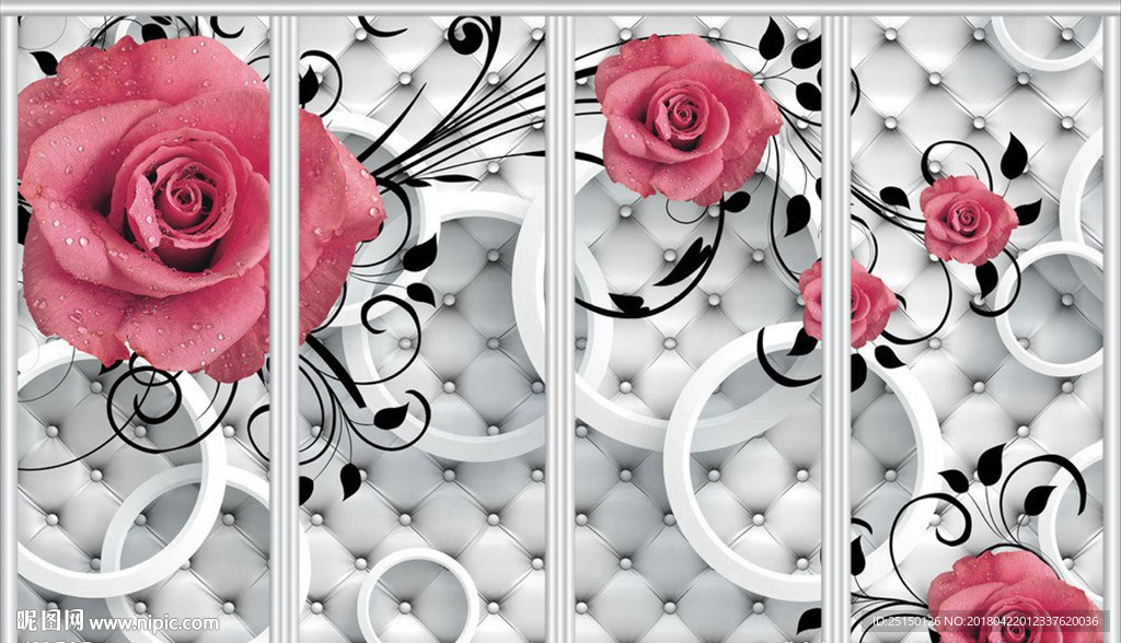 浪漫玫瑰花移门