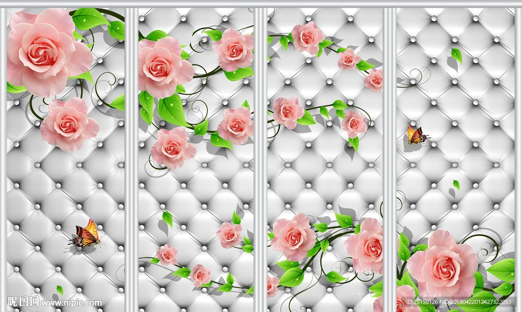 浪漫玫瑰花移门