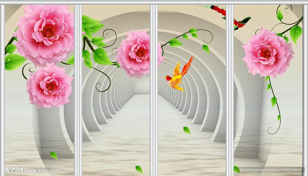 浪漫玫瑰花移门