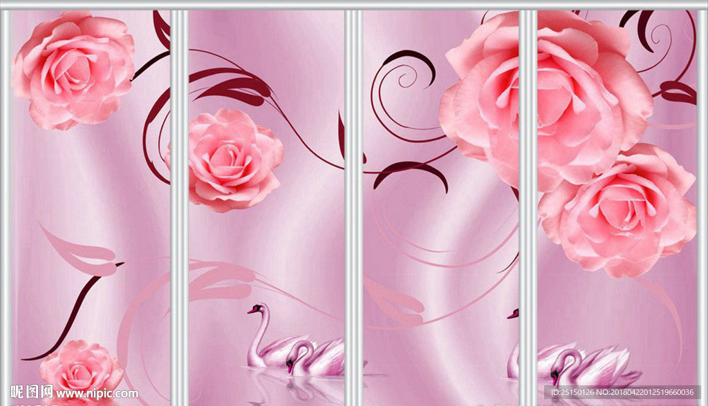 浪漫玫瑰花移门