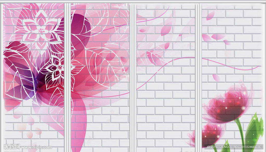 梦幻花朵现代移门