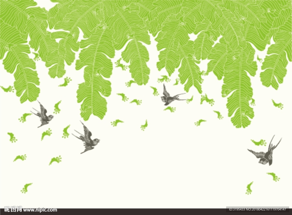 香蕉叶 芭蕉叶矢量 硅藻泥图案