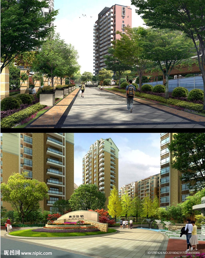 小区绿化建筑效果图