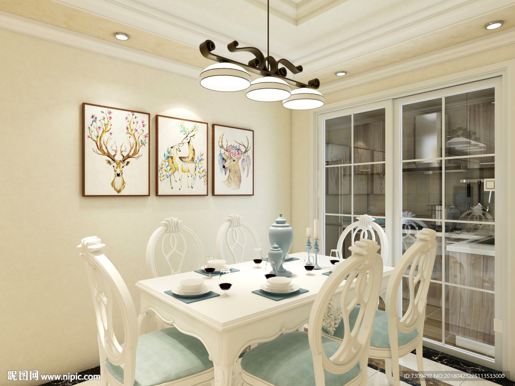 欧式客餐厅效果图